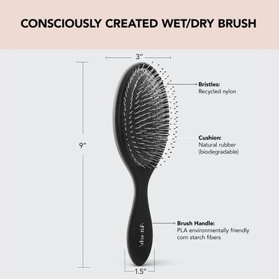 Kitsch Hair Detangler Brush - Soft Bristle Detangling Brush for Women, Curly & Straight, Dry & Wet Hair Brush, Tangle Free Hair Brush, Flexible Bristles Comb, Travel-Friendly - Black