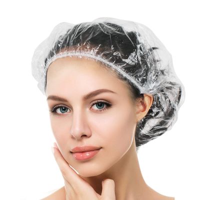 Auban 100PCS Disposable Shower Caps, Plastic Clear Hair Cap Large Thick Waterproof Bath Caps for Women, Hotel Travel Essentials Accessories Deep Conditioning Hair Care Cleaning Supplies(20.5&quot;)