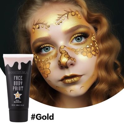 BOBISUKA Gold Face Body Paint, Metallic Oil-based Painting Kit, Cream Blendable Facepaint for Halloween Cosplay, Costume, Parties, Stage, Theater, SFX Special Effect Makeup2.1 Fl.oz