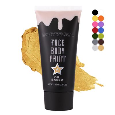 BOBISUKA Gold Face Body Paint, Metallic Oil-based Painting Kit, Cream Blendable Facepaint for Halloween Cosplay, Costume, Parties, Stage, Theater, SFX Special Effect Makeup2.1 Fl.oz