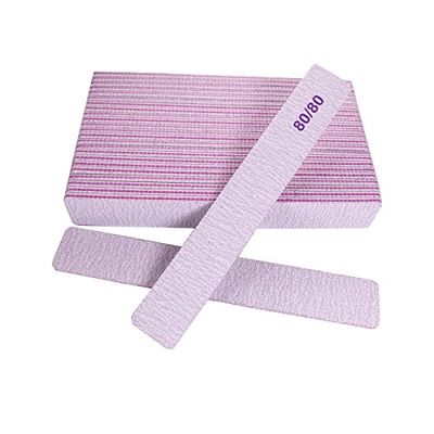 8080 Grit Nail Files, Emery Boards Nail File for Acrylic and Gel Nails, Coarse Nail File Double Sided 80 Grits Emory Professional Filers Reusable Washable Manicure Square Gray