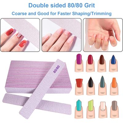 8080 Grit Nail Files, Emery Boards Nail File for Acrylic and Gel Nails, Coarse Nail File Double Sided 80 Grits Emory Professional Filers Reusable Washable Manicure Square Gray