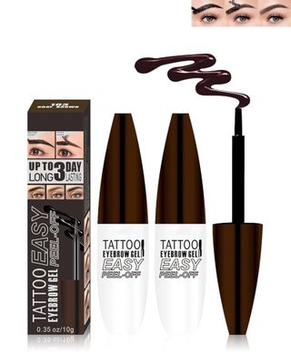 2 Pcs Tattoo Peel Off Eyebrow Gel Tint Set,Peel Off Gray Brown Tinted Eye Brow Long Lasting up to 3 Days Waterproof Transferproof Eyebrow Tattoo Women Brow Makeup for Fuller&amp; Defined Looking Brow-03