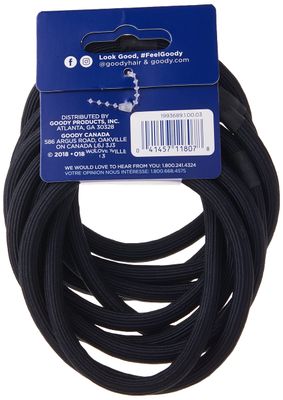 GOODY Ouchless XL &amp; Extra Thick Elastics, Black, 10.0 Count,