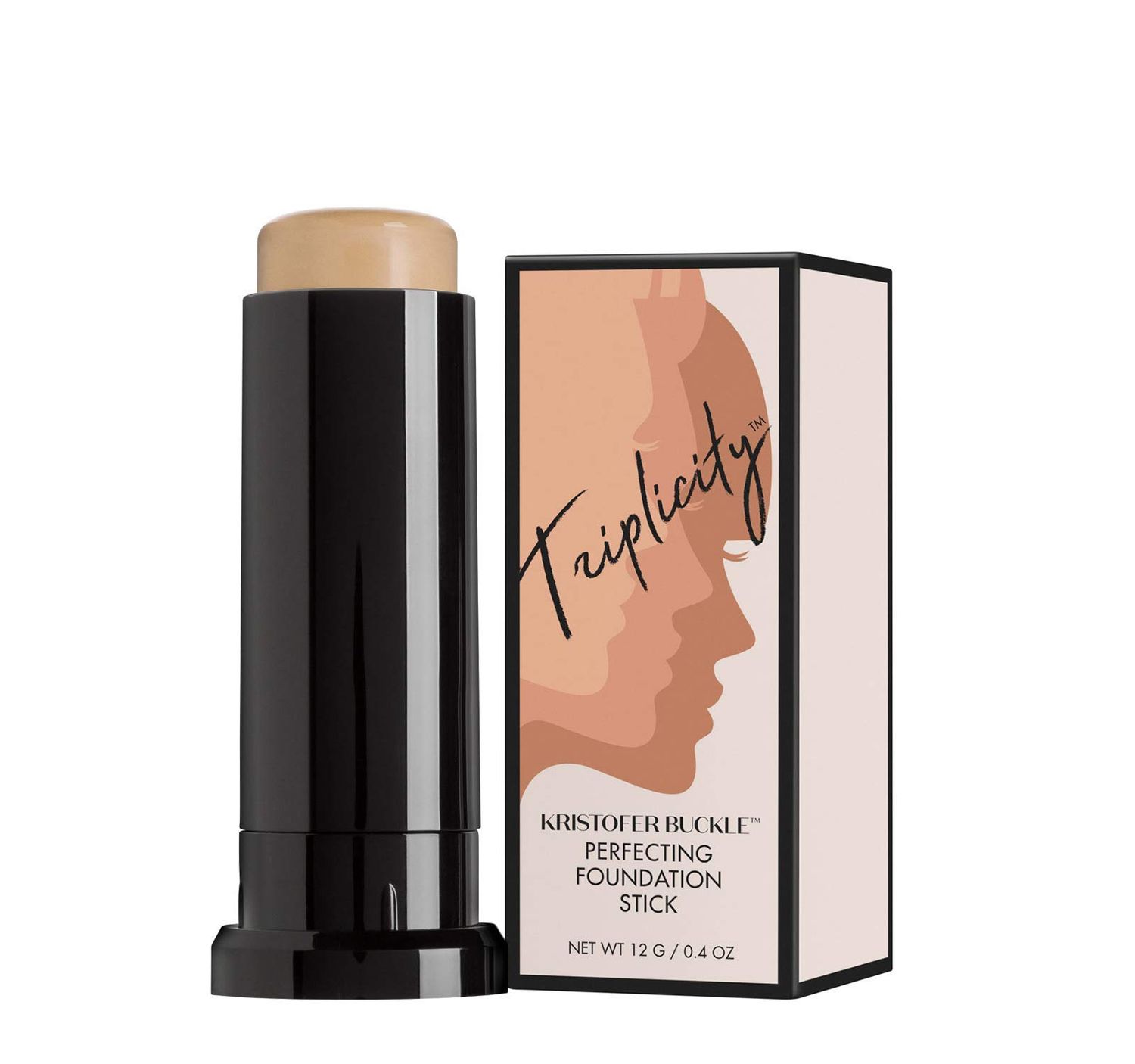 KRISTOFER BUCKLE Triplicity Perfecting Foundation Stick, 0.4 oz. | Primes Skin, Provides Buildable Coverage &amp; Has A Soft-Focus Effect | Medium (Warm)