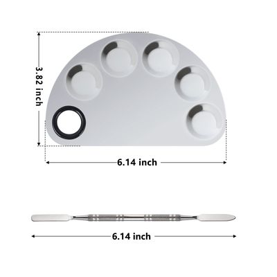 Banugo Makeup Mixing Palette, Premium Stainless Steel Cosmetic Makeup Palette with Spatula Tool, Nail-art Cosmetic Palette for Mixing CosmeticNail PolishPigment (Semicircle)
