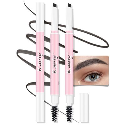 Waterproof Eyebrow Pencil, Professional Makeup Micro Brow Pencil, Double-ended ultra-fine eyebrow pencil, Ultra-Fine Mechanical Pencil (1, 01#Ebony)