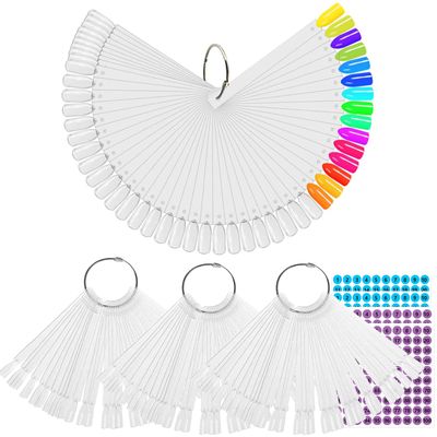 BQAN 200 Pcs Nail Swatch Sticks with Ring, Nails Art Display Nail Swatch Sticks | Nail Practice Sticks for Home or Salon Use, 4 Pack Number Stickers