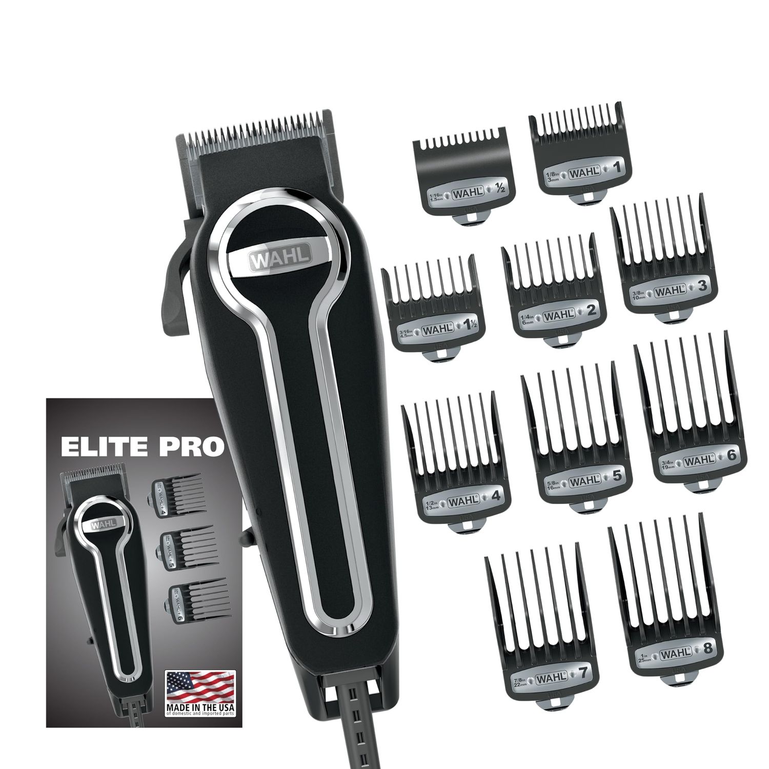Wahl USA Elite Pro High-Performance Corded Home Haircut &amp; Grooming Kit for Men - Electric Hair Clipper - Model 79602M