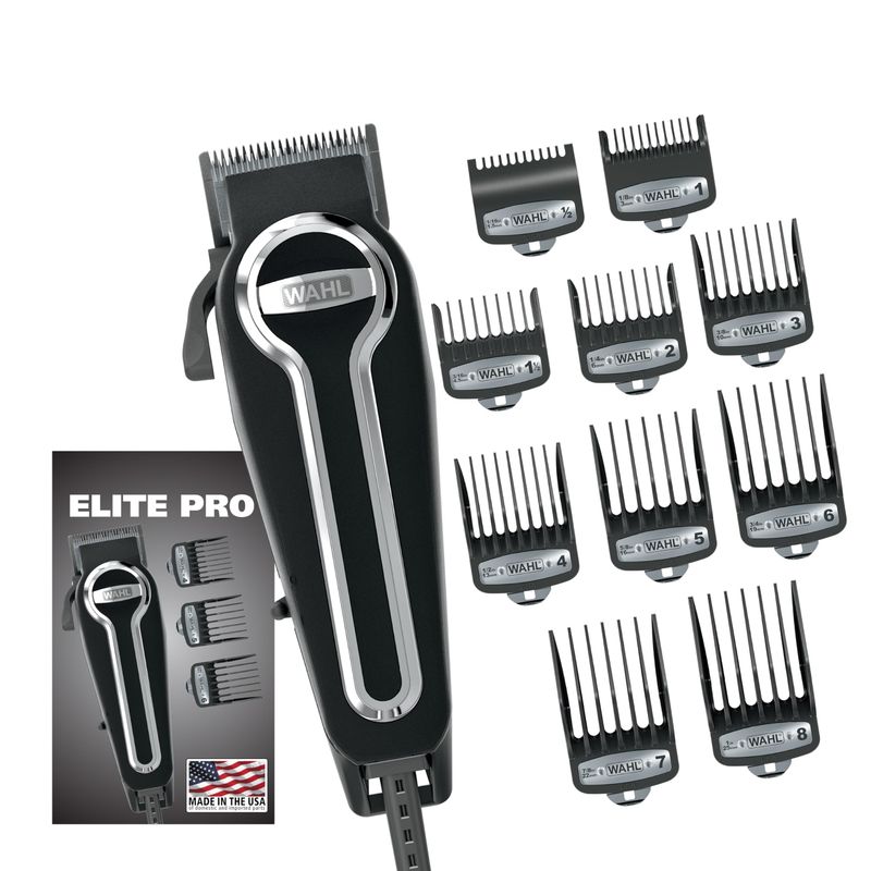 Wahl USA Elite Pro High-Performance Corded Home Haircut &amp; Grooming Kit for Men - Electric Hair Clipper - Model 79602M