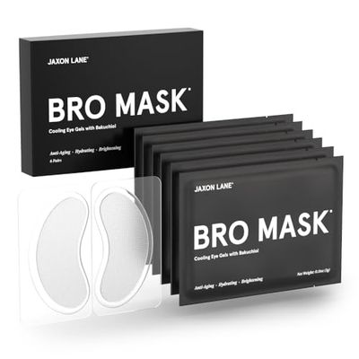 BRO MASK Under Eye Gel Pads Cooling Eye Patches for Dark Circles and Puffiness | Anti Aging Hydrogel Eye Patch Set wBakuchiol, Green Tea, Hyaluronic Acid, Caffeine, NiacinamideVitamin B3-6 Pairs