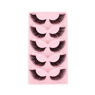 Lashes Natural Look Cat Eye False Eyelashes Fluffy Fox Eye Lashes Wispy 16mm Strip Fake Eyelash Extension, 5 Pairs Pack