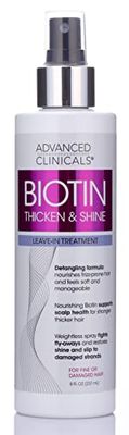Advanced Clinicals Hair Spray Thicken &amp; Shine Leave In Treatment, Nourishing Detangling Formula for Fine, Damaged, or Frizz Prone Hair, Supports Scalp Health for Strong Thick Hair, 8 Fl Oz