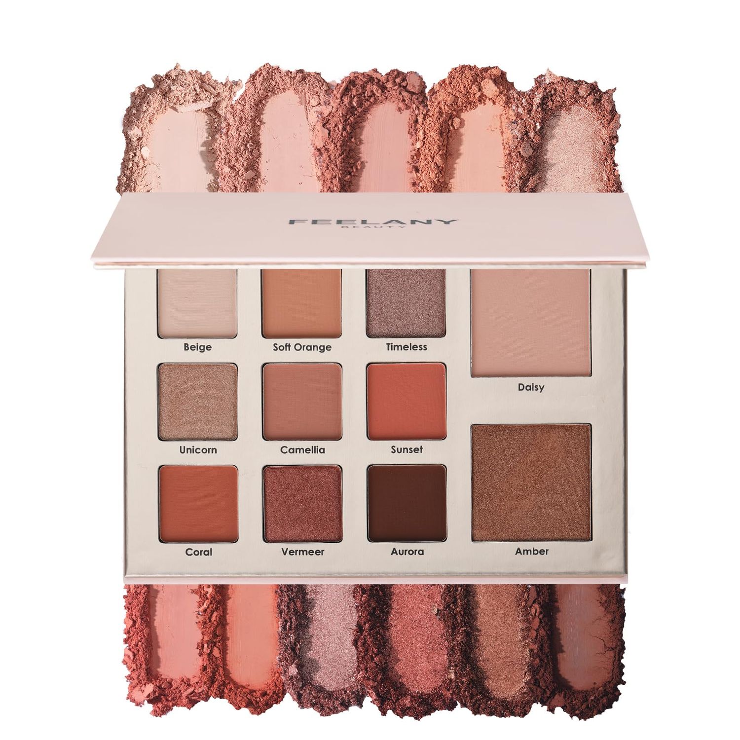 FEELANY PROFESSIONAL MAKEUP Long Lasting Waterproof Eyeshadow Palette 11 Ultra-pigmented Shimmer &amp; Matte Shades and Naked &amp; Brown Warm Neutral makeup palette with Mirror - Blendable Multi-Purpose