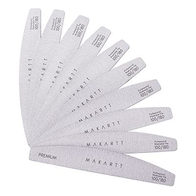 Makartt Nail File 100180 Grit Emery Boards for Nails, 10 Pcs Zebra Doubled Sides Washable Coarse Nail Files for Acrylic and Extension Nail Removal Nail Care Manicure Kit Salon Home Use