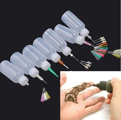 2Pcs Jagua Henna Temporary Tattoo Kit Applicator Bottles with 16 Tips Needles for Henna Tattoo Cone Tattoo Bottle Kits - Qty 2 &amp; 16 Tips