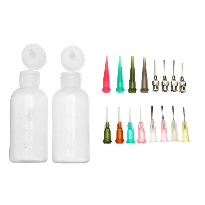 2Pcs Jagua Henna Temporary Tattoo Kit Applicator Bottles with 16 Tips Needles for Henna Tattoo Cone Tattoo Bottle Kits - Qty 2 &amp; 16 Tips