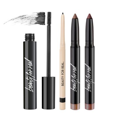 Beauty for Real 4-Play Boxed Eye Set, Burgundy - Includes Hi-Def Mascara (Just Black), I-Line 247 Eyeliner (Black Magic), and Shadow Stx Eyeshadow in Midnight Marathon &amp; All Day Latte