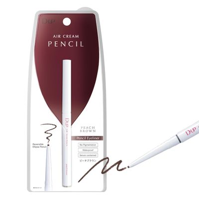 D-UP Pencil Eyeliner, Smooth Eye Makeup, Waterproof &amp; Smudge Resistant Eye Liner, Japanese Brown Eyeliner Pencil for Women, Waterline Oval Shaped Liner Pencil, Air Cream Peach Brown, 0.04 Oz