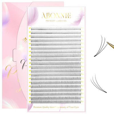 ABONNIE Premade Fans Eyelash Extensions, 800 Fans 3D 8-15mm Mix Promades Eyelash Fans,0.07 Thickness C Curl Premade Lash Fans, Handmade Premade Fans Volume Lash Extensions (Short Stem 3D 0.07-C 8-15)
