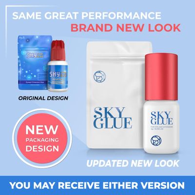 2 Bottles Sky Glue for Eyelash Extensions S | Super Strong Black Lash Extension Adhesive for Professional Long Lasting Semi Permanent Individual Lash Extensions | Fast Drying  7 Week Retention 5ml