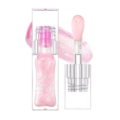 Ezhotyzo Magic Color Changing Lip Oil V2,Color Changing Lip Oil,Lip Glow,Nourishing Lip Glow Oil Non-Sticky Primer Lip Oil With Large Applicator Brush (Pink)