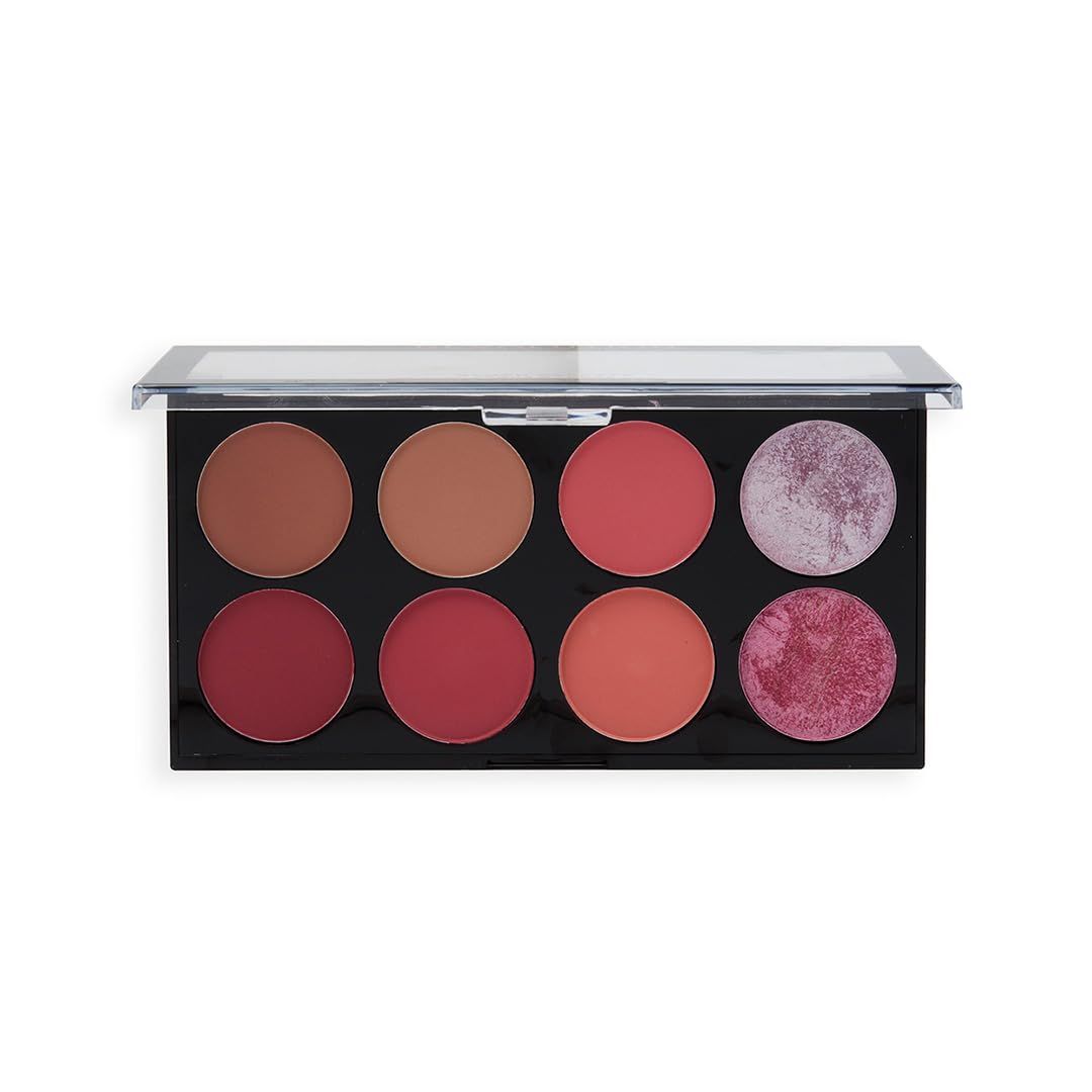 Makeup Revolution Ultra Blush Makeup Palette, Bronzer &amp; Highlighter, Includes 8 Shades, Gluten free, Vegan &amp; Cruelty Free, Sugar &amp; Spice, 13g