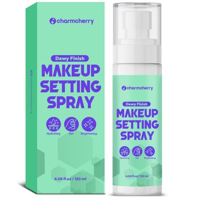 CharmCherry Makeup Setting Spray (4.06 Fl Oz), Dewy Finish Setting Spray for Makeup, Hydrating Makeup Setting Spray for Long Lasting Glow, Dewy Look Setting Spray for All Skin Types