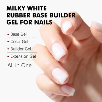 FZANEST Builder Gel For Nails, Milky White Gel Nail Polish Rubber Base Gel Polish For Nail Thickening, LED Nail Lamp Cured Nail Strengthener Extension Color Base Gel In A Bottle