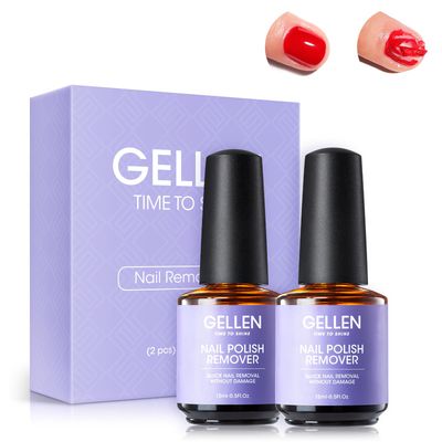 Gellen Gel Nail Polish Remover, 2 Pack Professional Gel Polish Remover for Nails, Quick &amp; Easy Polish Remover In 3-5 Minutes, No Need for Foil Soaking Or Wrapping