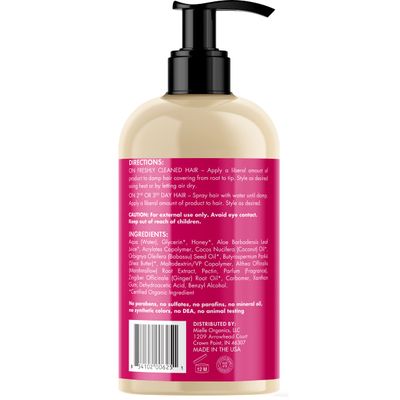 Mielle Organics Honey &amp; Ginger Styling Gel for Enhanced Curl Definition and Moisture Retaining with Aloe for Dry, Curly, Thick, and Frizzy Hair, Non-Sticky, 13 Ounces