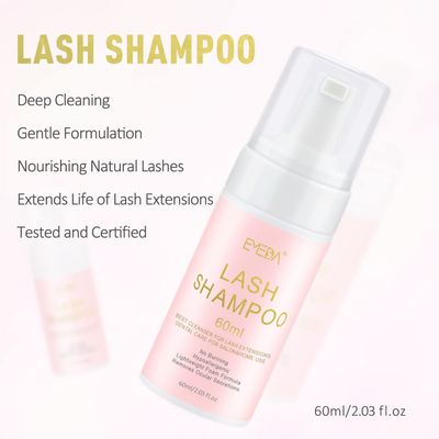 EMEDA Lash Shampoo for Lash Extensions 60ml  2 fl.oz Eyelash Extension Cleanser Oil Free Foam Soap Lash Bath for Cluster Lashes Wash Oil Dustcare, Gentle Lash Cleaning Kit with Rinse Bottle Brush