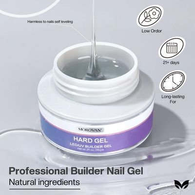 Morovan Clear Builder Gel for Nails UV LED Hard Gel Kit - Building Gel 2oz Strong Sculpting Extension Strengthen Professional Art Manicure Set with Forms & Gel Brush Supplies