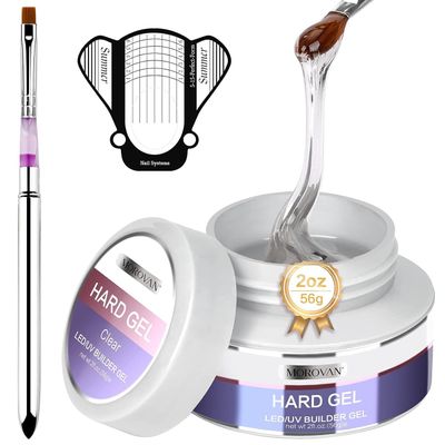 Morovan Clear Builder Gel for Nails UV LED Hard Gel Kit - Building Gel 2oz Strong Sculpting Extension Strengthen Professional Art Manicure Set with Forms &amp; Gel Brush Supplies