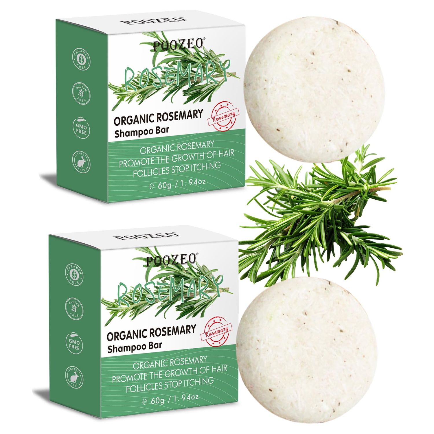 2 Pack Rosemary Hair Shampoo Bar,Deep Cleansing for Scalp Hair Loss Shampoo Soap, Organic Shampoo Oil Control,Solid Shampoo Bar for Hair Growth, Refreshing and Hydrating Bar for Valentines Day Gifts