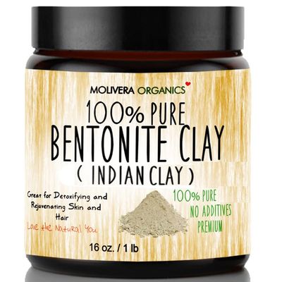 Molivera Organics Premium 1 lb Bentonite Clay Pure, Natural Detoxifying Clay for Face Masks, Hair Care &amp; More - Best Healing Clay - USA Made