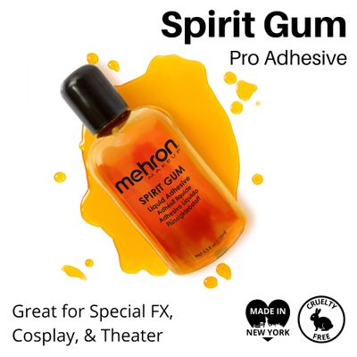 Mehron Makeup Spirit Gum | Spirit Gum Adhesive | Special FX, Cosplay, Halloween, Stage Performance Makeup | Professional Cosmetic Glue Adhesive for Face, Skin, &amp; Body (4.5 oz) (Matte)