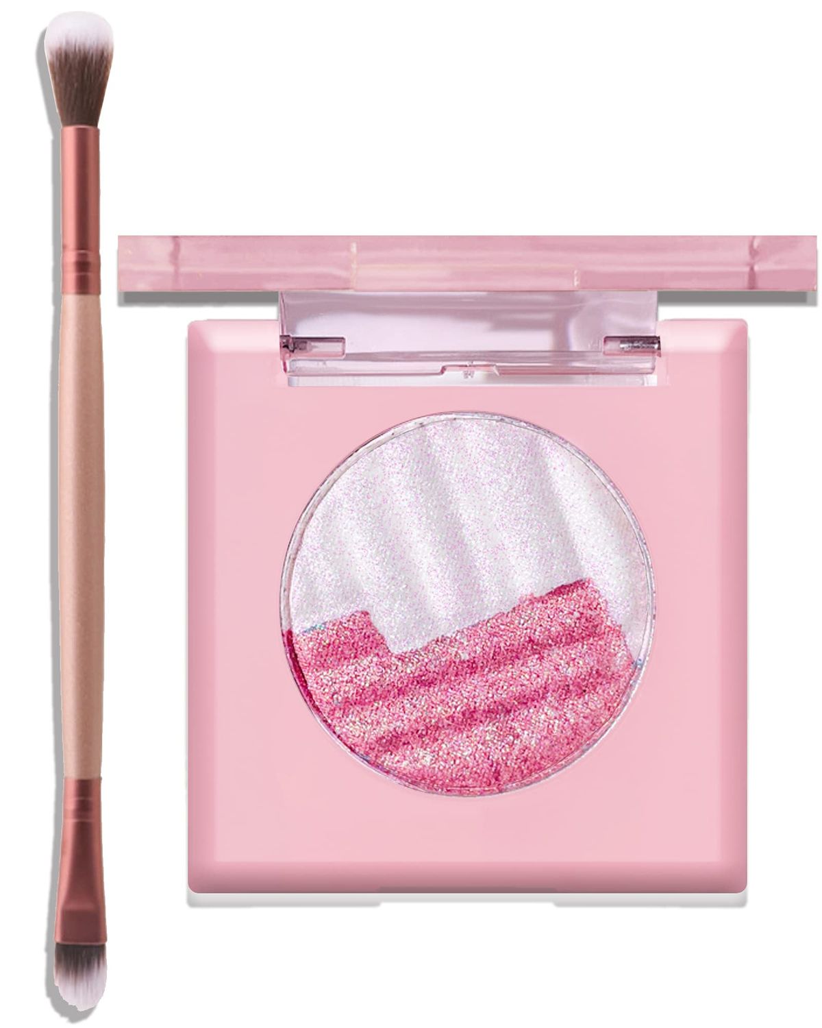 Pink Glitter Eyeshadow Palette- 2 in 1 Multichrome Metallic Shimmer High-Pigmented Aurora Eye Shadow Powder, LongLasting Holographic Duochrome Chameleon Highlighter Eyeshadow Korean Makeup-S20