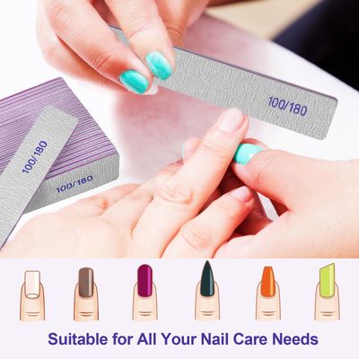 Nail Files (24 Pack), 100180 Grit Emery Boards Nail File for Natural Nails and Acrylic Nails, Double Sided Emory Boards limas para unas acrilicas Profesional Fingernail Filer Reusable Manicure Gray