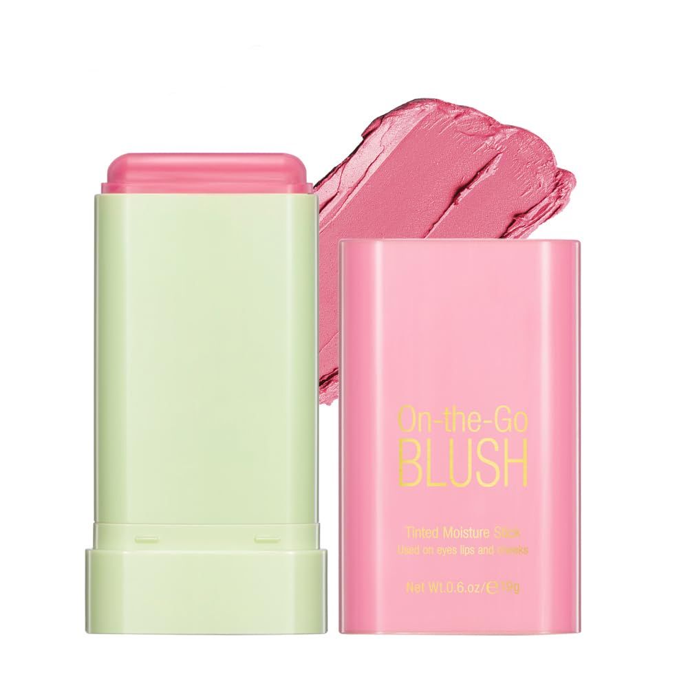 Paminify Multi-Use Cream Blush Stick,2-in-1 On-the-Go Blush for Cheek and Lip Tint,Waterproof Hydrating Tinted Solid Moisturizer Blendable Natural Grow Nude Face Blush Makeup,01 shy pink