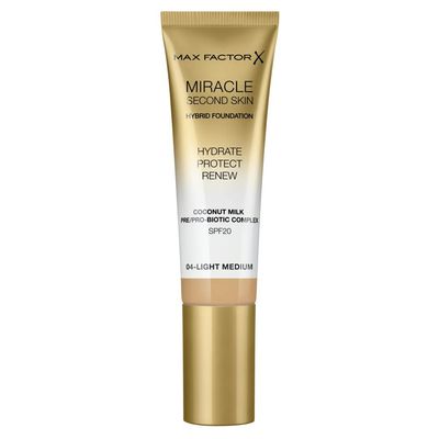 Max Factor Miracle Second Skin Foundation SPF 20-04 Light Medium Foundation Women 1.01 oz