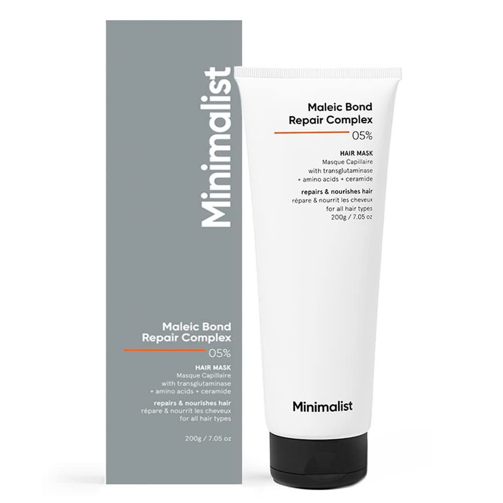 Minimalist Hair Mask for Damaged Hair &amp; Frizzy Hair | After Shampoo | Maleic Bond Repair Complex 5% | Transglutaminase, Amino Acids &amp; Ceramides | For Women &amp; Men | 7.05 Oz200 gm