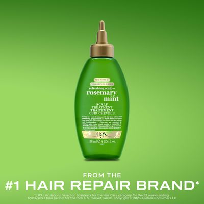 OGX Extra Strength Refreshing Scalp  Rosemary Mint Scalp Treatment, Refreshing Scalp Treatment to Help Remove Scalp Buildup, Minty Leave-In Dry Scalp Treatment for Shiny Hair, 4 fl. Oz