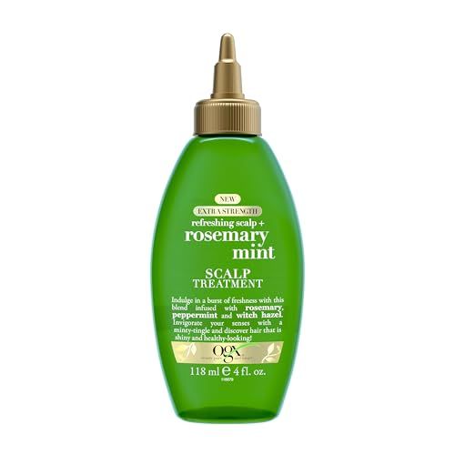 OGX Extra Strength Refreshing Scalp  Rosemary Mint Scalp Treatment, Refreshing Scalp Treatment to Help Remove Scalp Buildup, Minty Leave-In Dry Scalp Treatment for Shiny Hair, 4 fl. Oz