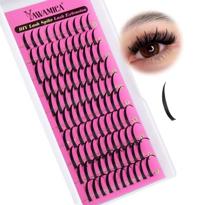 Yawamica Spiky Lash Extension Premade Individual Lashes D Curl Cluster Eyelash Extensions 13-21mm Mix Length Wispy Lash Clusters Volume Fairy Eyelash Extension Supplies