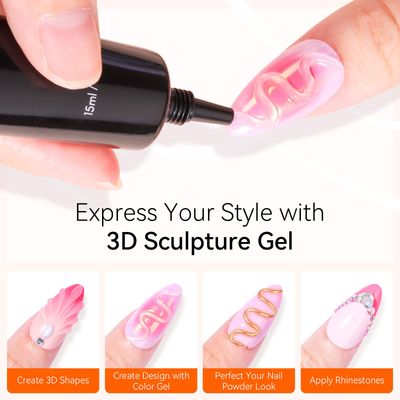 Makartt 3D Nail Gel - Nail Art Sculpting Gel Nail Glue 15g No Wipe Clear Gel Polish for Nail Designs Winter DIY Nail Art for Drawing, Molding, Sculpture and Valentines Day Decoration