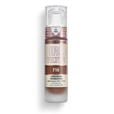 Revolution Beauty, IRL Filter Longwear Foundation, Soft &amp; Breathable Formula, Medium to Full Coverage, Matte Finish, F18, 0.7 Fl. Oz