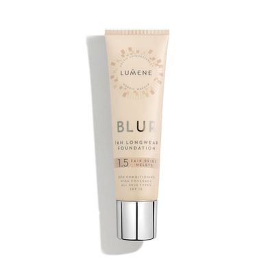 Lumene Longwear Blur Foundation SPF 15 for All Skin Types Medium Coverage with Arctic Cloudberry 30 ml  1.0 Fl.Oz. (1.5 Fair Beige)