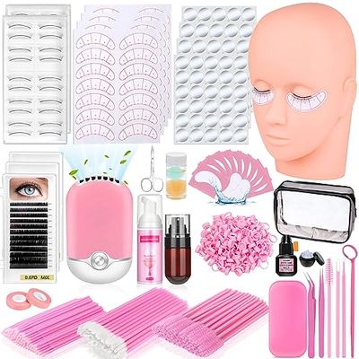 404 Pcs Professional Lash Extension Supplies Kit with Lash Clusters,Lash Fan, Extension Glue,Eyelash Remover,Tweezers, Eyelash Extension Kit for Beginners