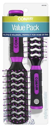 Conair Salon Results Vent Hairbrush Set - Detangling Hairbrush - hair brushes for women - Travel Hair brush  Full-size Hairbrush